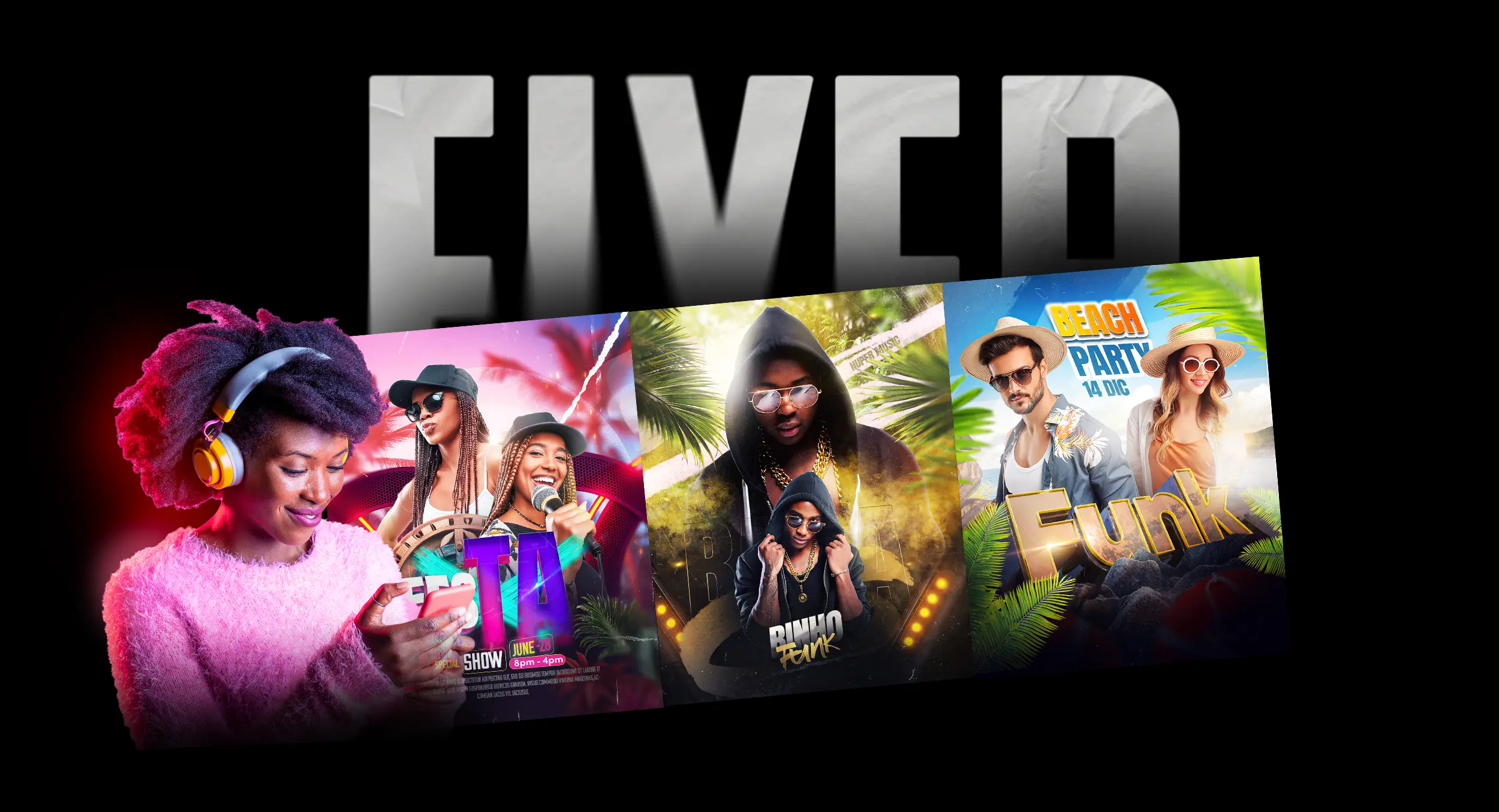 a group of posters with text overlay